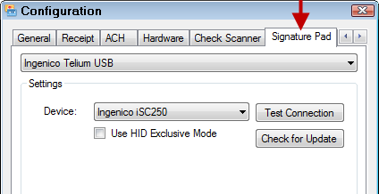 The Signature Pad tab.